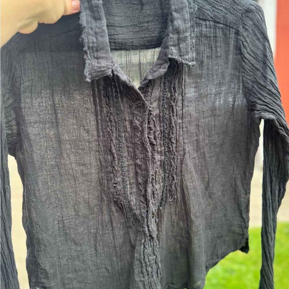 Free People One Light Distressed Button Down - Picture 11 of 14